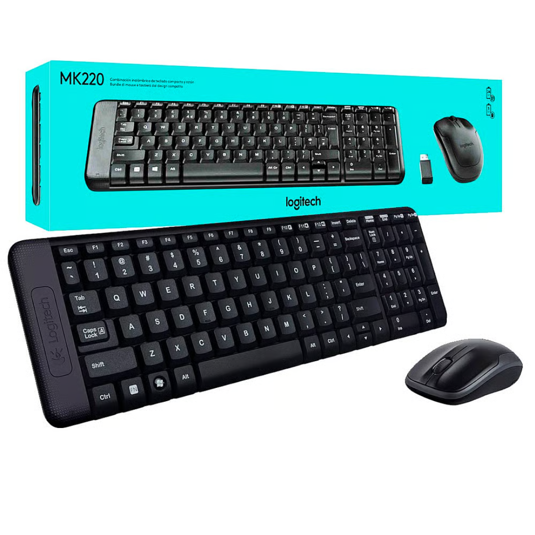 Kit de teclado y ratón inalámbricos Logitech MK220, negro. 