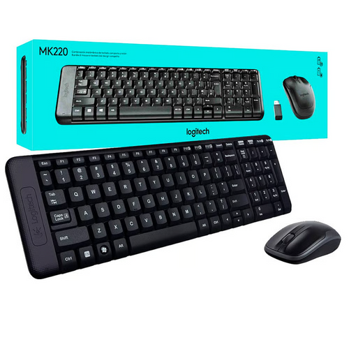 Kit de teclado y ratón inalámbricos Logitech MK220, negro. 