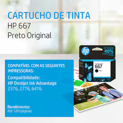 Cartucho de tinta negra HP 667