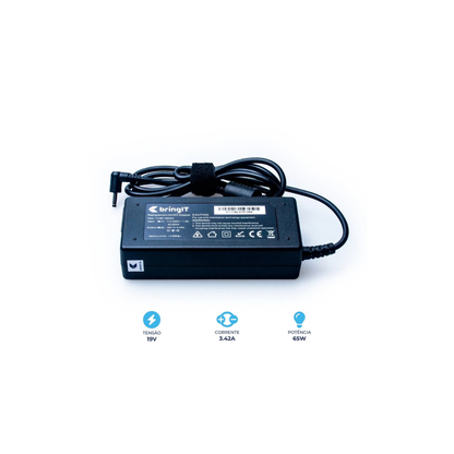 Notebook Power Supply 65W 19V 3.42A Compatible Positivo 5.5MM x 2.5MM