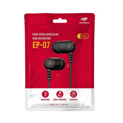 Auriculares intrauditivos con micrófono, color negro, C3 TECH EP 07BK