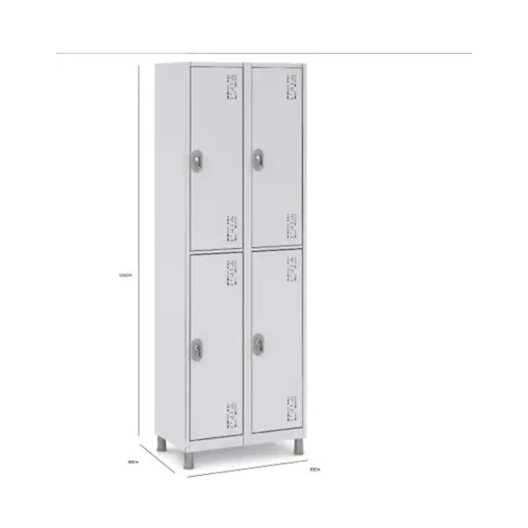 Roupeiro Locker Soldável Leve P4/2 com Fechaduras Sobrepostas 1820 x 644 x 400 mm CCR