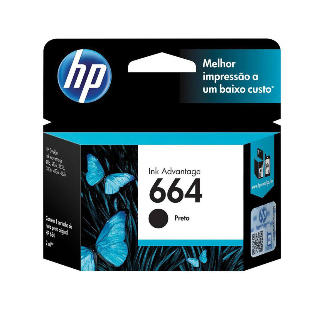 Cartucho de tinta negra HP 664 