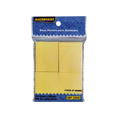 MP2000 Adhesive Pad 38x50mm Yellow 4x100 Sheets Masterprint 