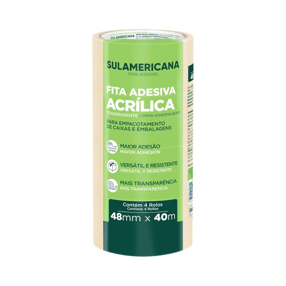Transparent Adhesive Tape 48 mm x 40 m, Sulamericana Brand