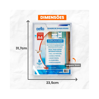 Tablero de anuncios rígido Cristal Dello A4