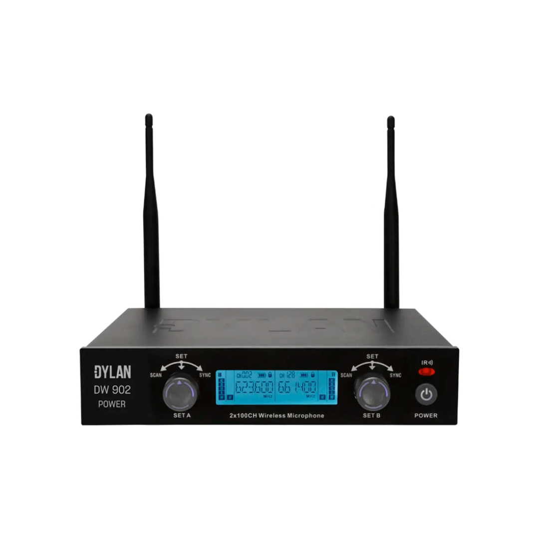 Microfone Sem Fio Duplo UHF Dylan DW902 Power