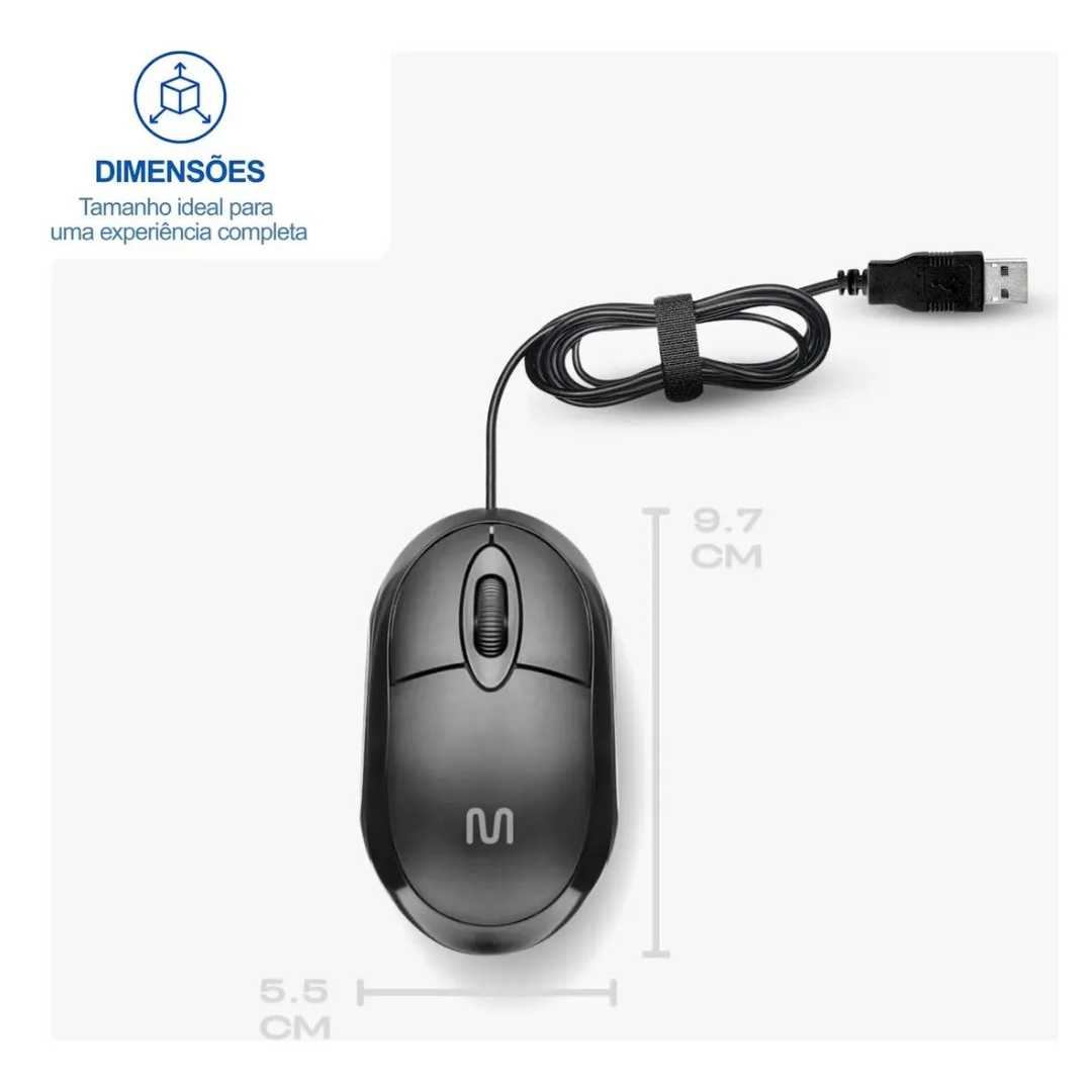 Multilaser MO300 Black Wired Mouse