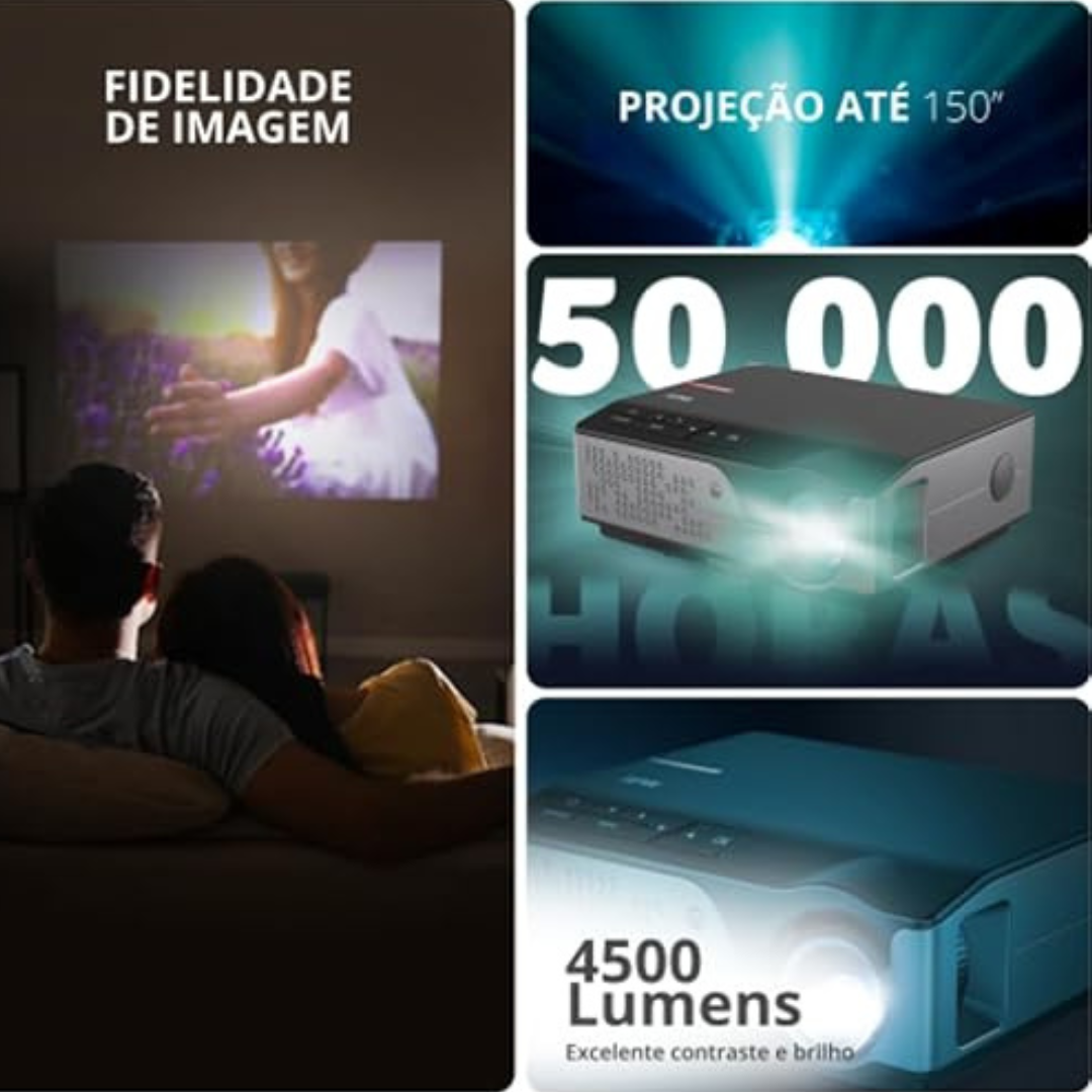 Projetor 4500 Lumens Multilaser PJ004 Smart Screen Linux