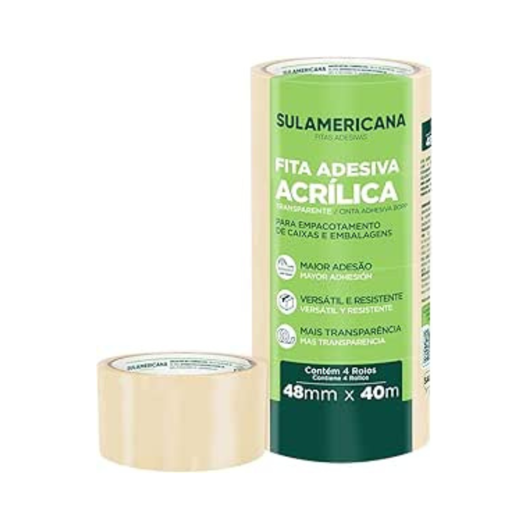 Transparent Adhesive Tape 48 mm x 40 m, Sulamericana Brand