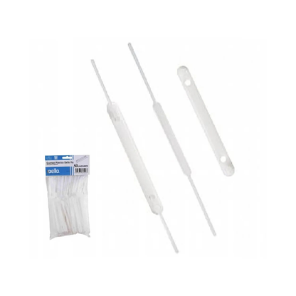 Clips de plástico blanco para rieles Delofix de 80 mm (paquete de 50)