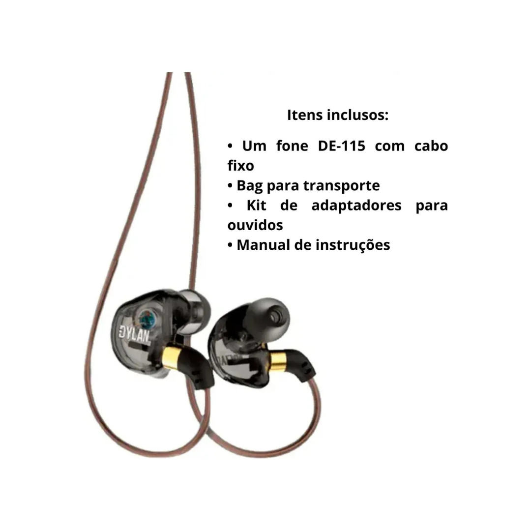 Fone De Ouvido Full Range Stereo Com Cabo Fixo Dylan DE115