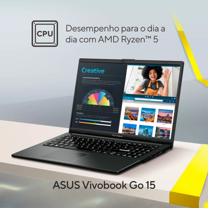 Notebook ASUS Ryzen 5 8GB 512GB SSD KeepOS Mixed Black