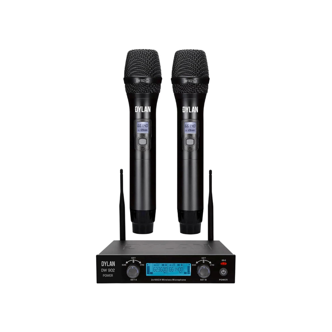 Microfone Sem Fio Duplo UHF Dylan DW902 Power