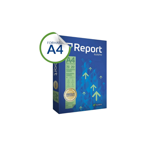 Papel A4 verde premium, 500 hojas, informe.