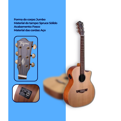 Tagima Frontier NTOP Medium Jumbo Steel Acoustic Electric Guitar with EQ, Solid Spruce, Sapele